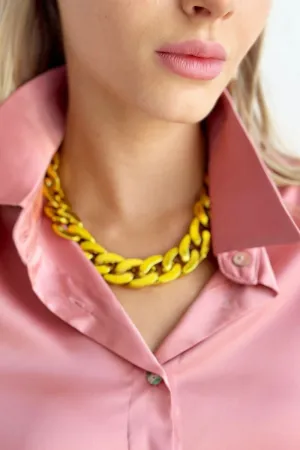 MET CHAIN NECKLACE - Metallic Yellow Gold