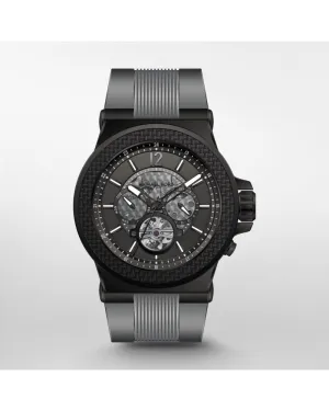 Michael Kors Men's Dylan Black IP and Grey Silicone Automatic Watch