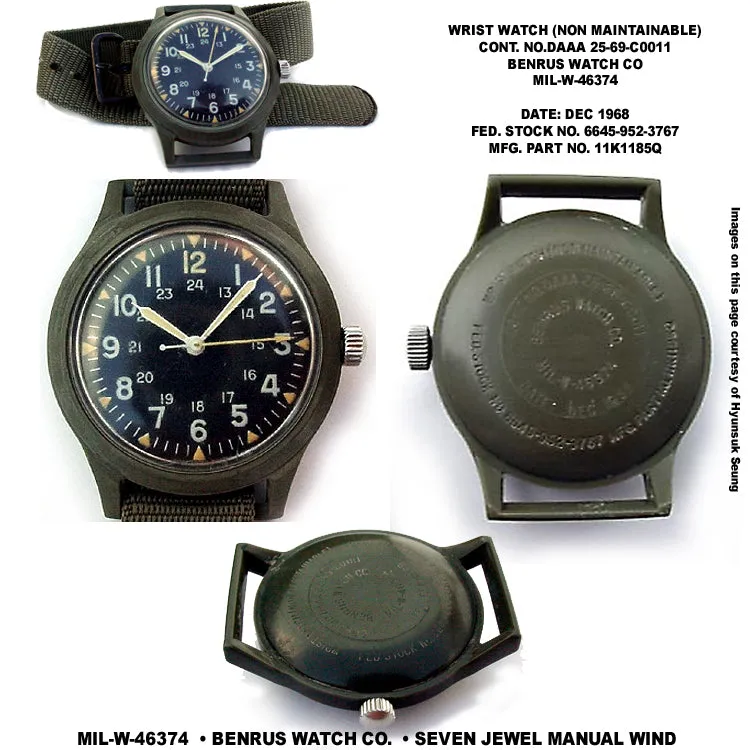 MWC Classic 1960s/70s Pattern Olive Drab Vietnam Watch on Khaki Strap