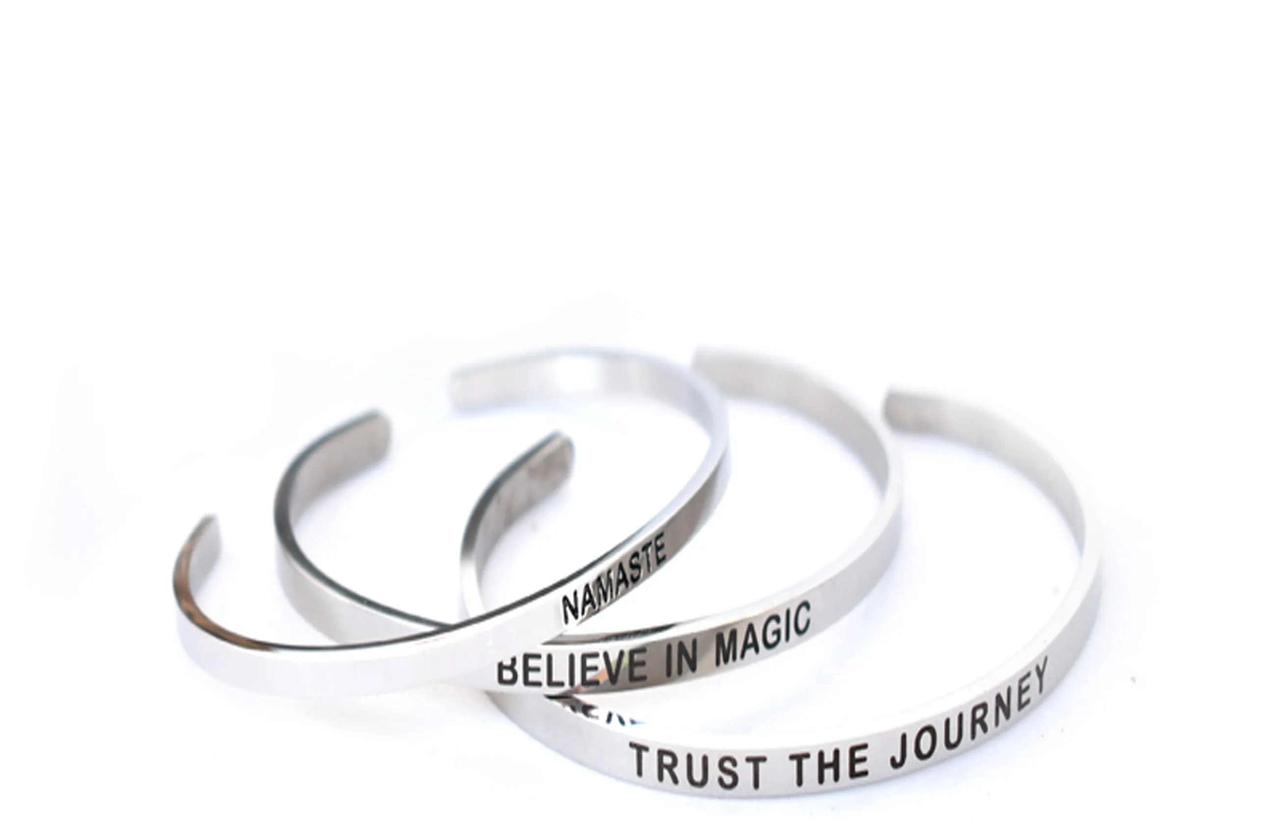 NAMASTE - Stainless Steel Cuff Bracelet for Women and Men