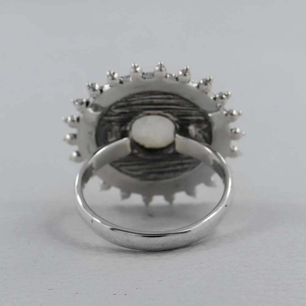 Natural Pink Opal Silver Unique Rings
