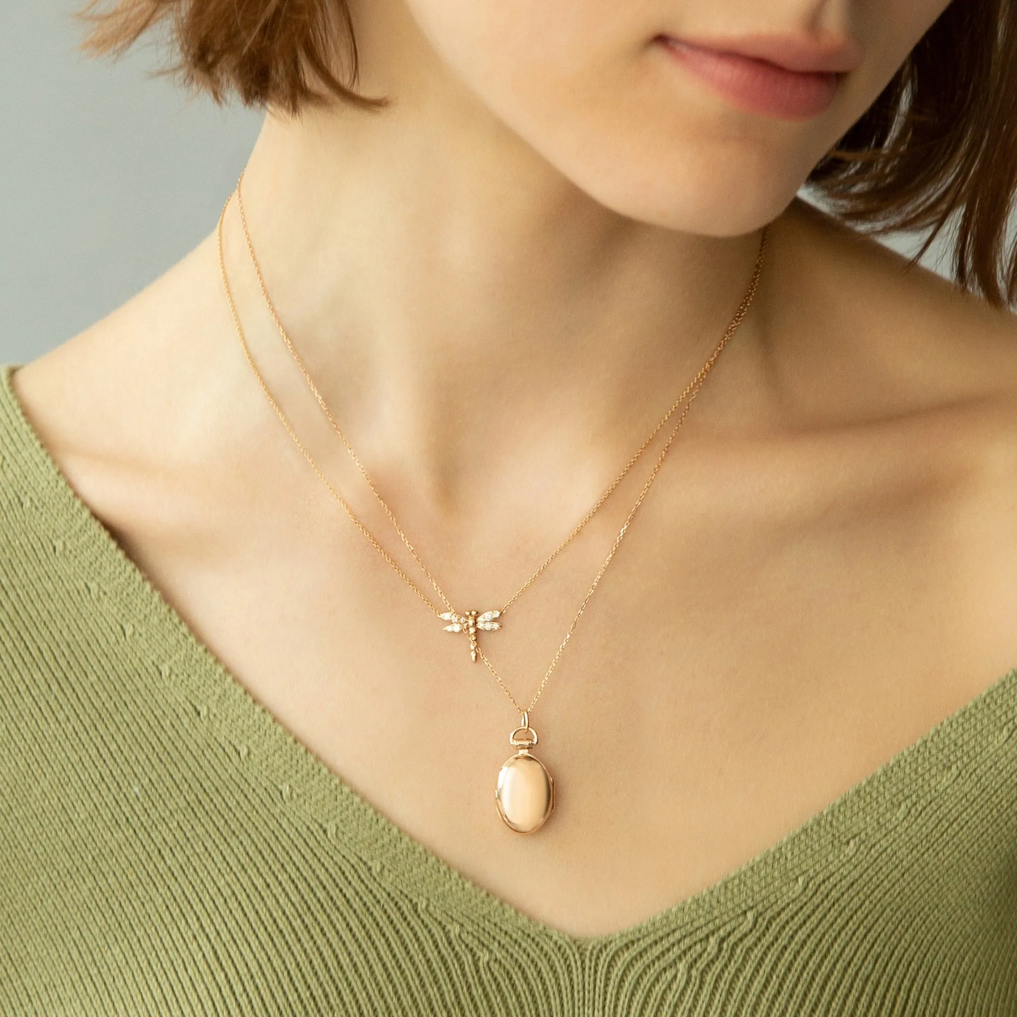 Petite "Anna" Rose Gold Locket Necklace