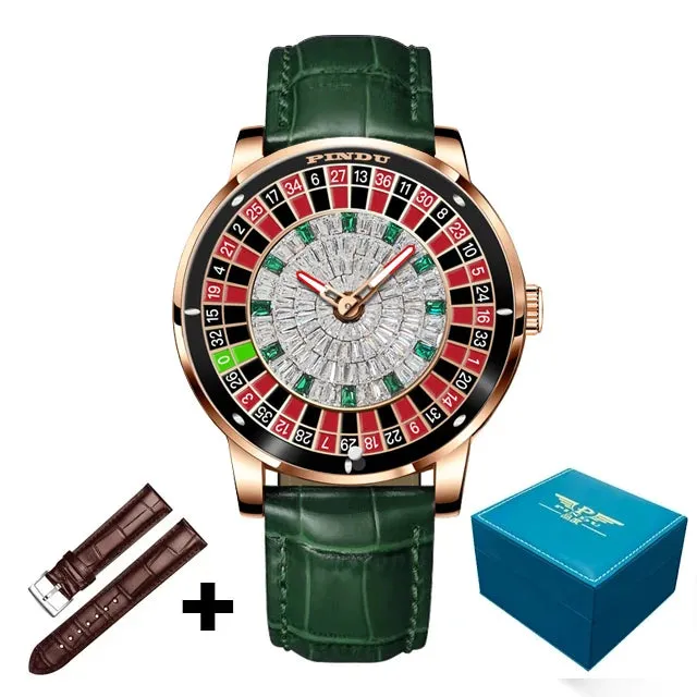 PINDU Design Men Wristwatches Top Brand Luxury Jacob&Co Mechanical Rotate Roulette Watch for Men NH35A Montre Homme