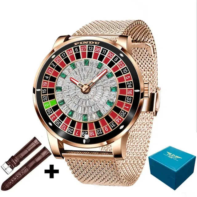 PINDU Design Men Wristwatches Top Brand Luxury Jacob&Co Mechanical Rotate Roulette Watch for Men NH35A Montre Homme