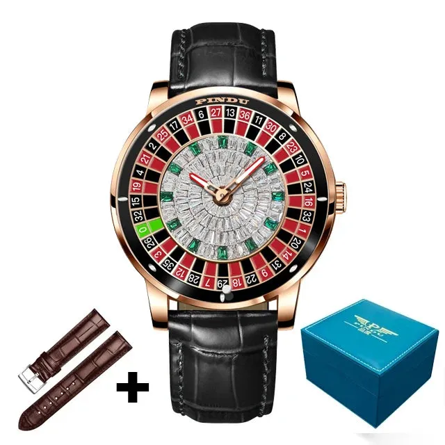 PINDU Design Men Wristwatches Top Brand Luxury Jacob&Co Mechanical Rotate Roulette Watch for Men NH35A Montre Homme