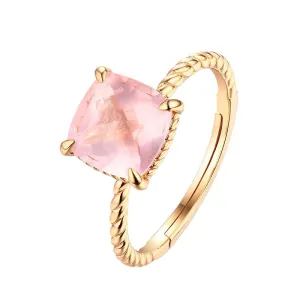 Pink Crystal Ross Quartz Ring Simple Little Finger Jewelry Ring Female Hipster Fresh Little Finger Ring Female Personality