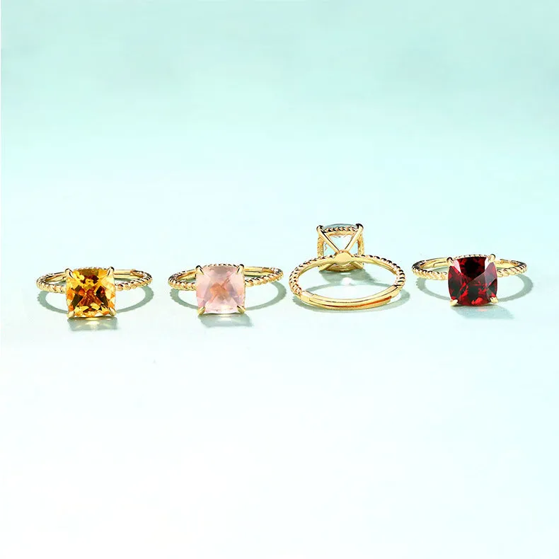 Pink Crystal Ross Quartz Ring Simple Little Finger Jewelry Ring Female Hipster Fresh Little Finger Ring Female Personality