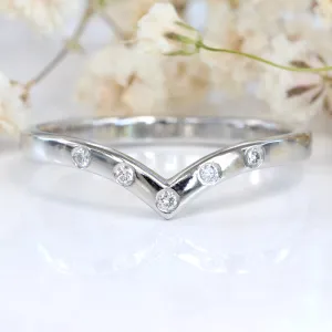 Platinum Diamond Wishbone Ring (Size M 1/2)