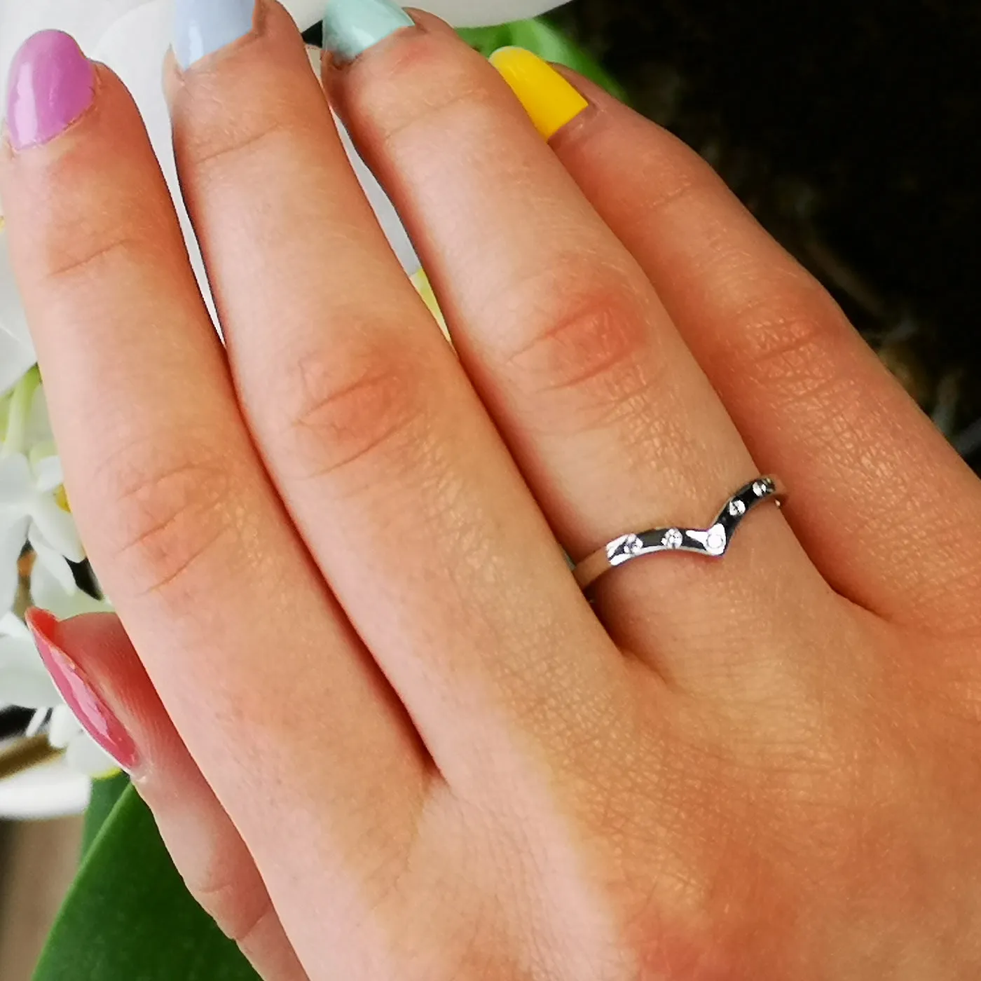 Platinum Diamond Wishbone Ring (Size M 1/2)