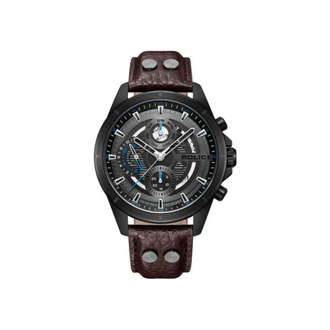 Police Men's Watch Multifunction Dark Brown Ref :PEWJF0004602