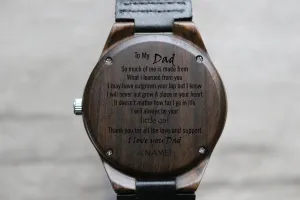 "To My Dad" | The Christopher | Engraved Wooden Watch