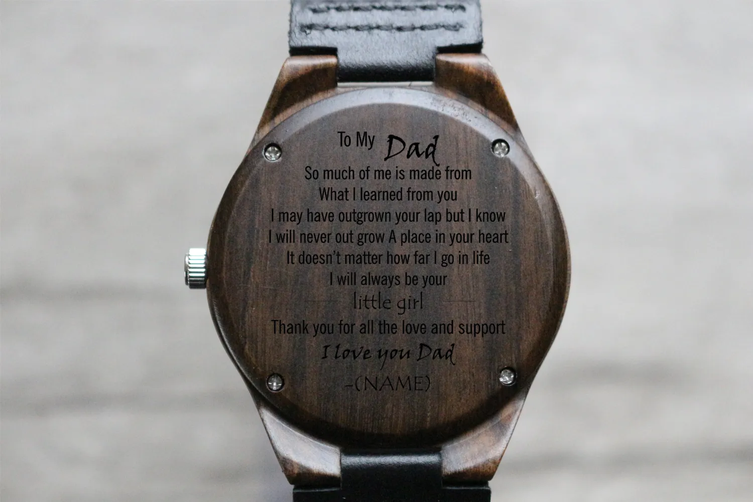 "To My Dad" | The Christopher | Engraved Wooden Watch