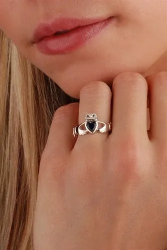 Retired SEPTEMBER Birthstone Silver Claddagh Ring LS-BSR-9