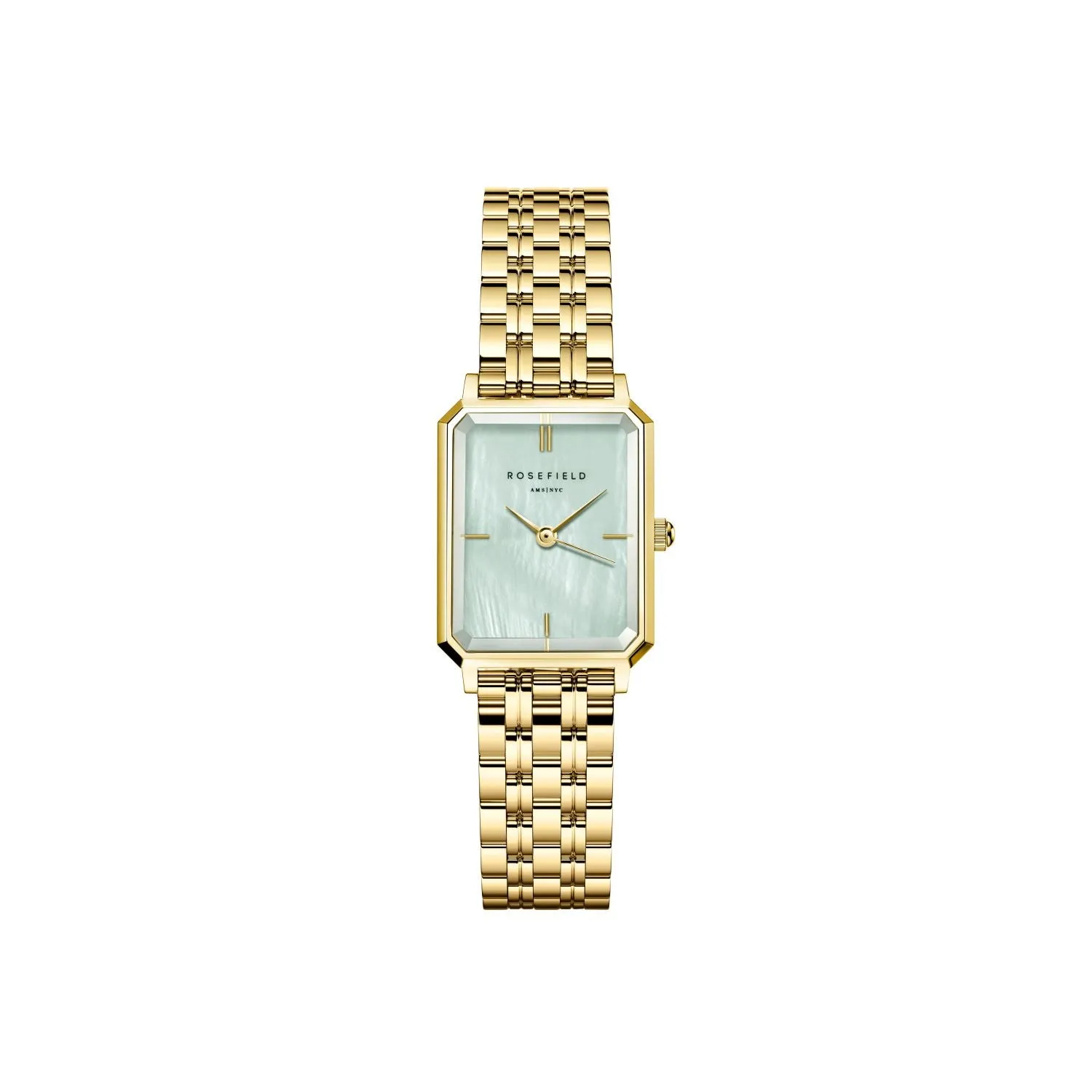 Rosefield Octagon XS Green MOP Steel Gold Watch OGGSG-O71