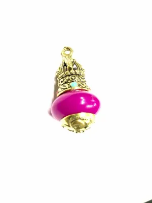 Round Magenta Pendant With Metal Cap