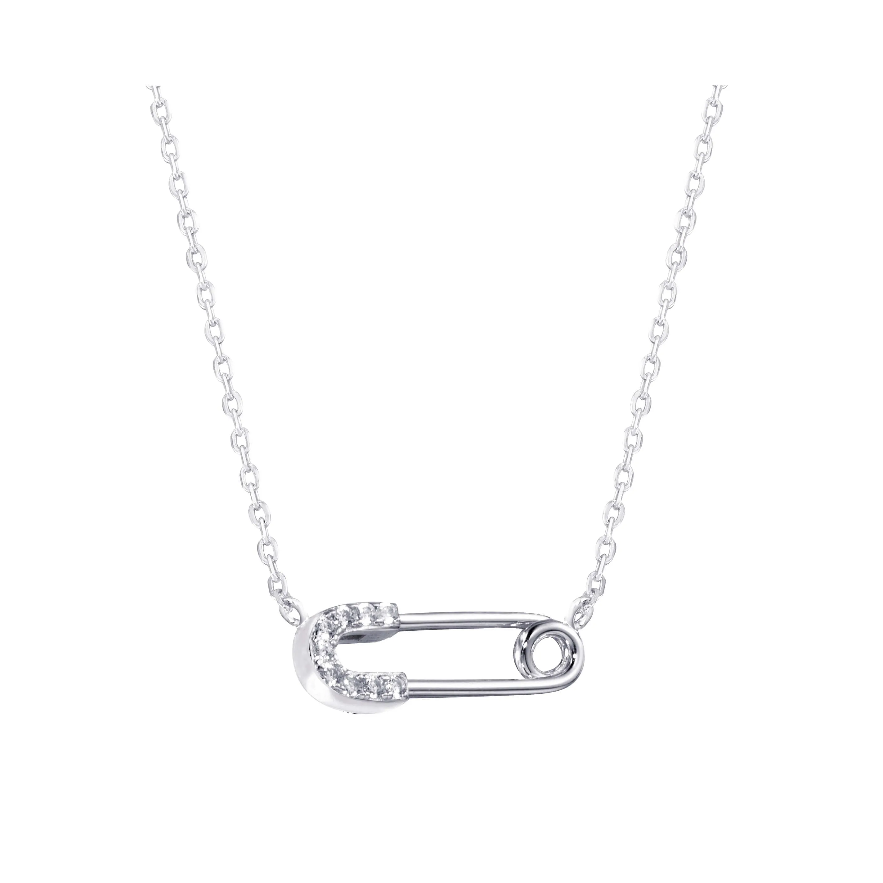 Safety Pin Sterling Silver Necklace