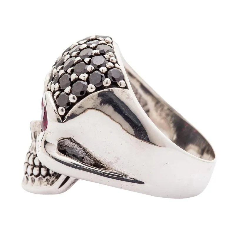 Silver Black Forehead Blink Skull Ring