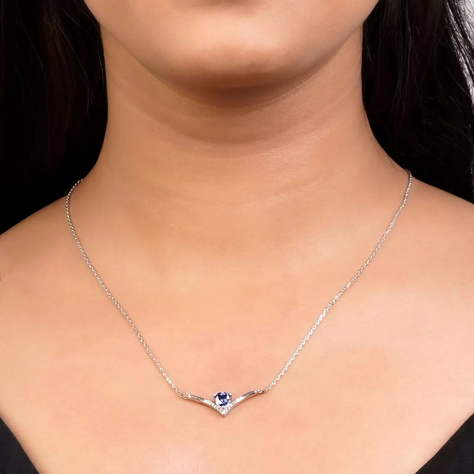 Silver Chevron Women's Necklace