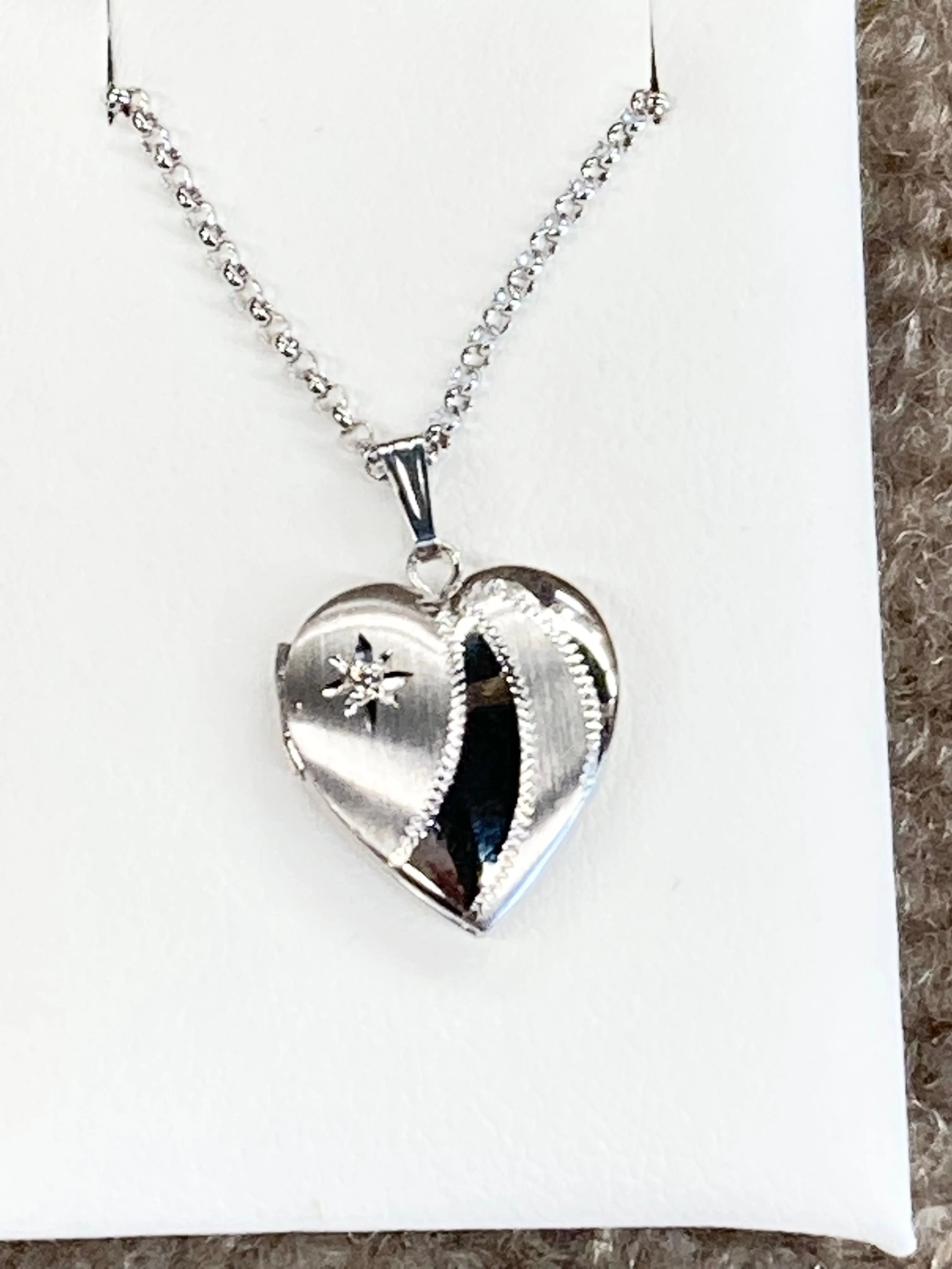 Silver Diamond Heart Locket