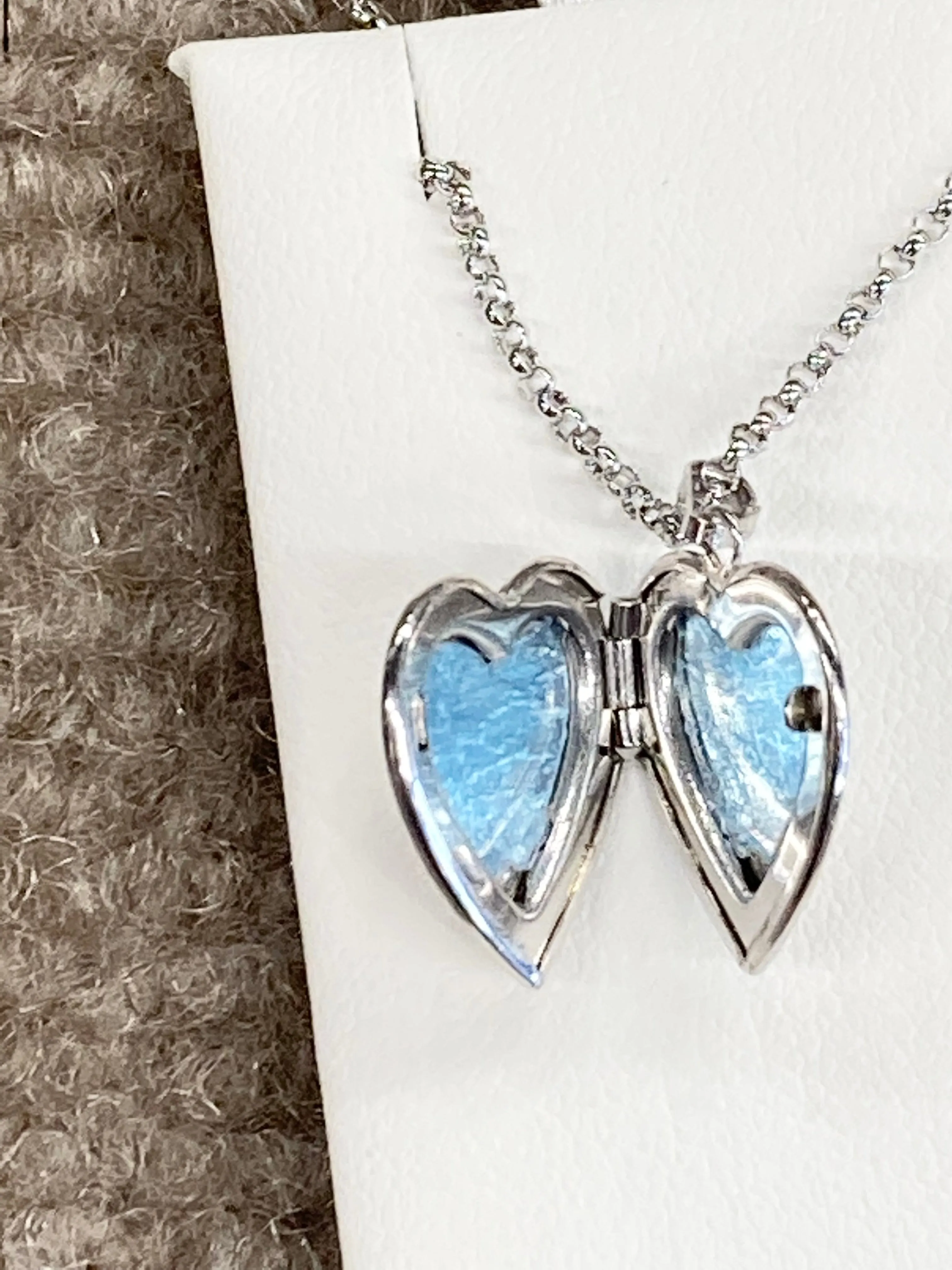 Silver Diamond Heart Locket