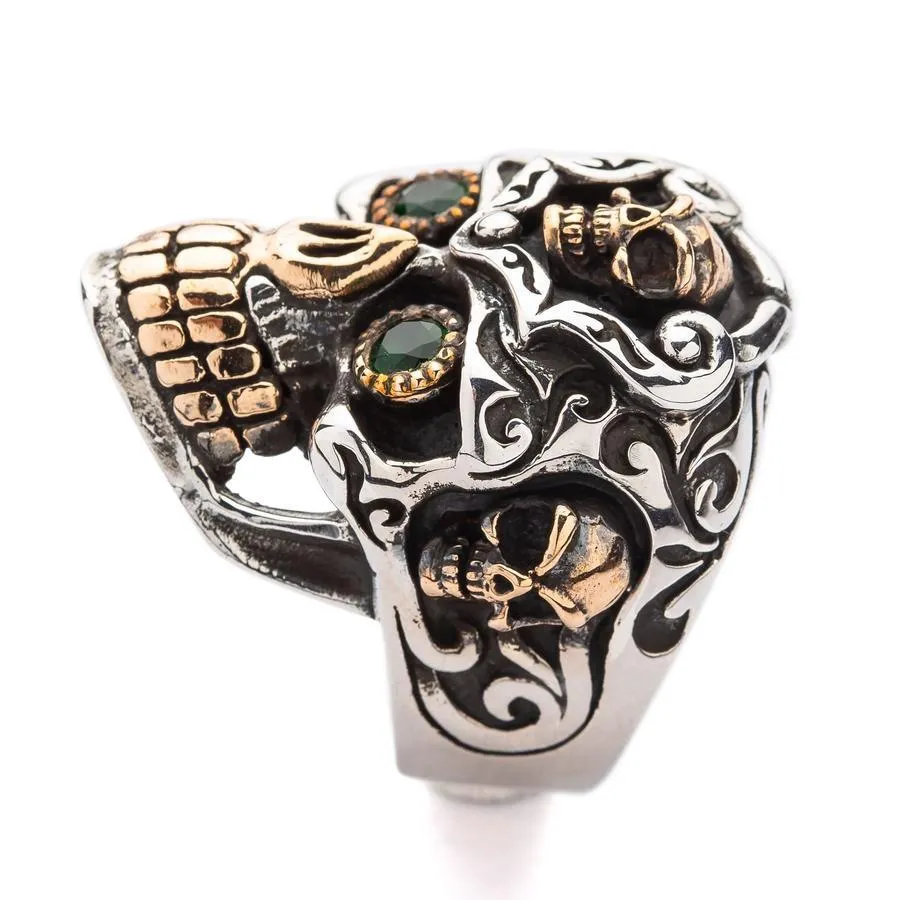 Silver Mexican Sugar Skull Mens Rings