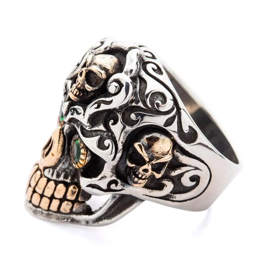 Silver Mexican Sugar Skull Mens Rings