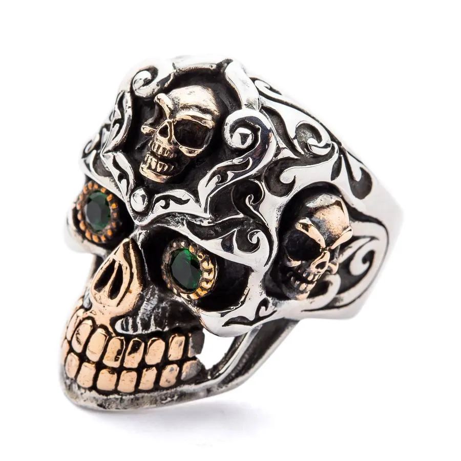 Silver Mexican Sugar Skull Mens Rings