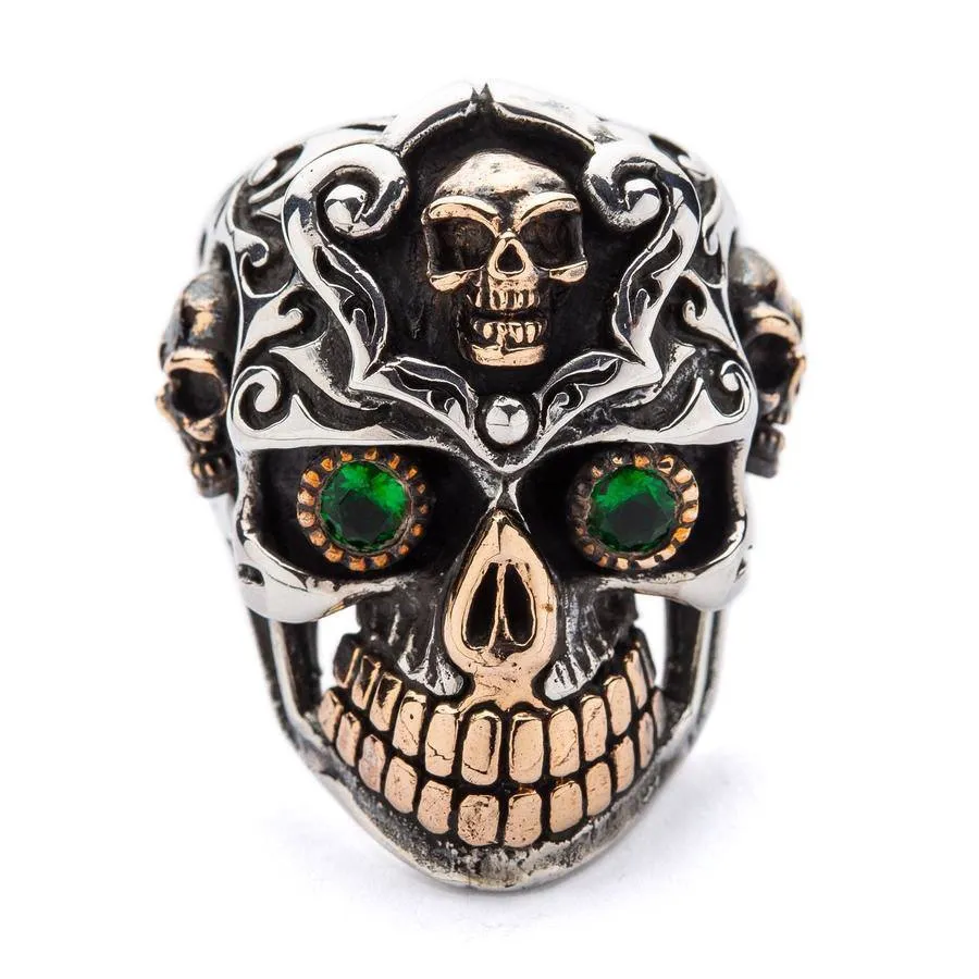 Silver Mexican Sugar Skull Mens Rings
