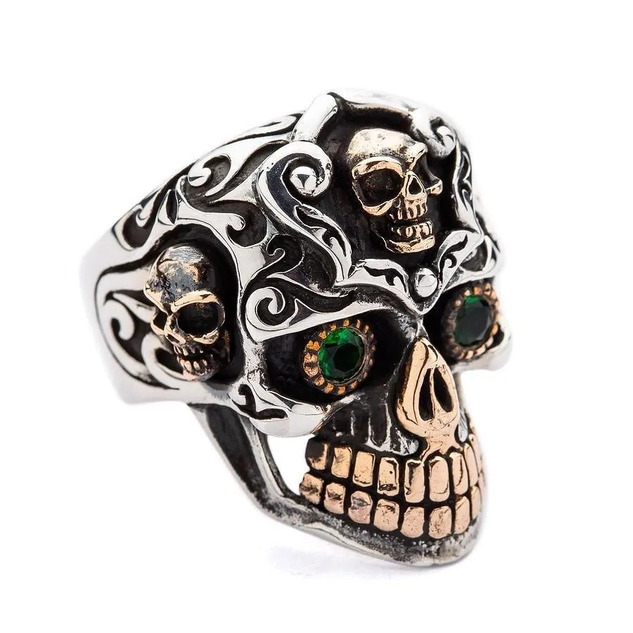 Silver Mexican Sugar Skull Mens Rings