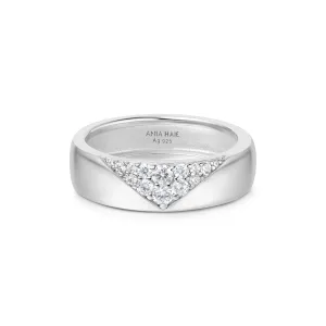 Silver Pave Cubic Zirconia Bold Statement Ring
