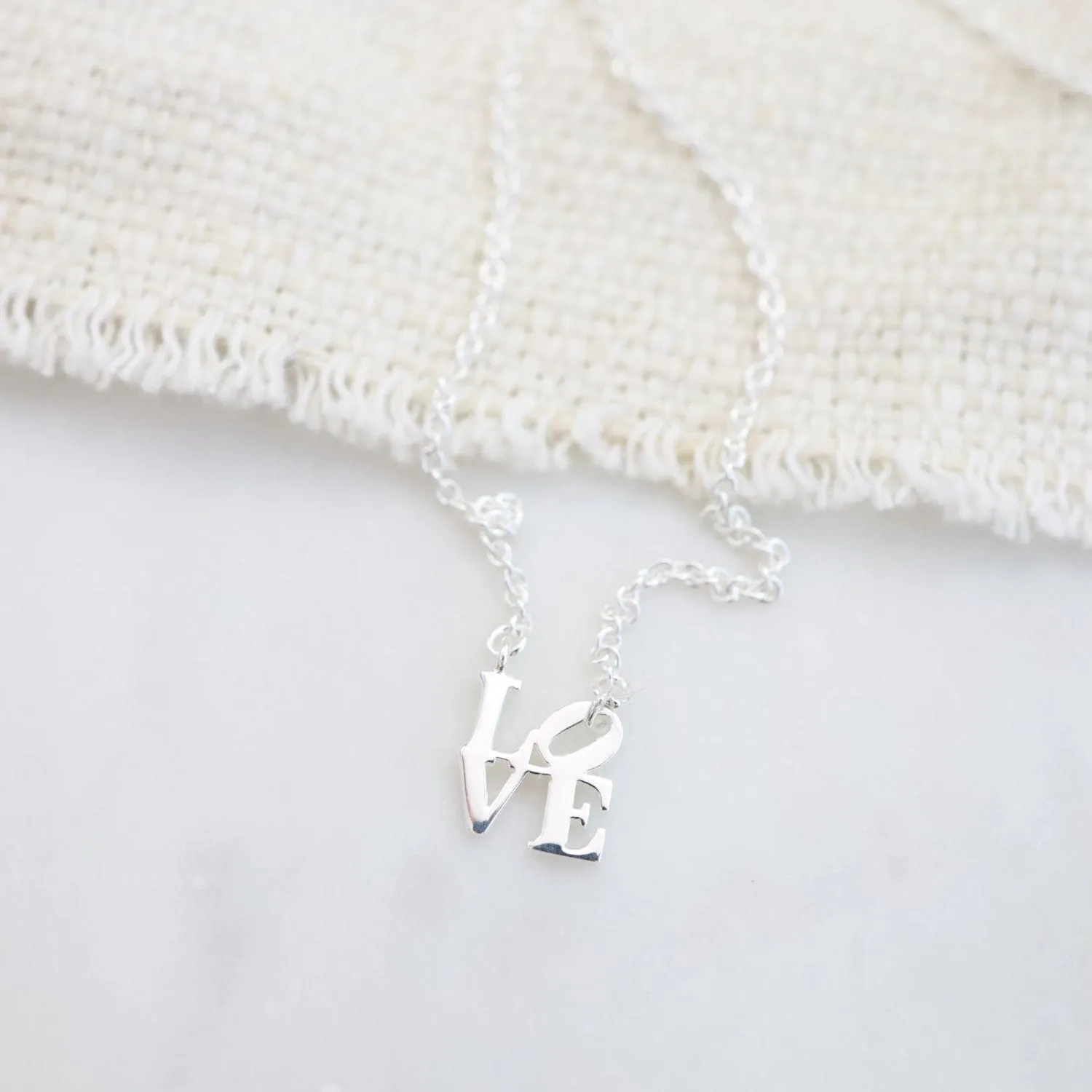 Silver Polished Extra Petite LOVE Necklace