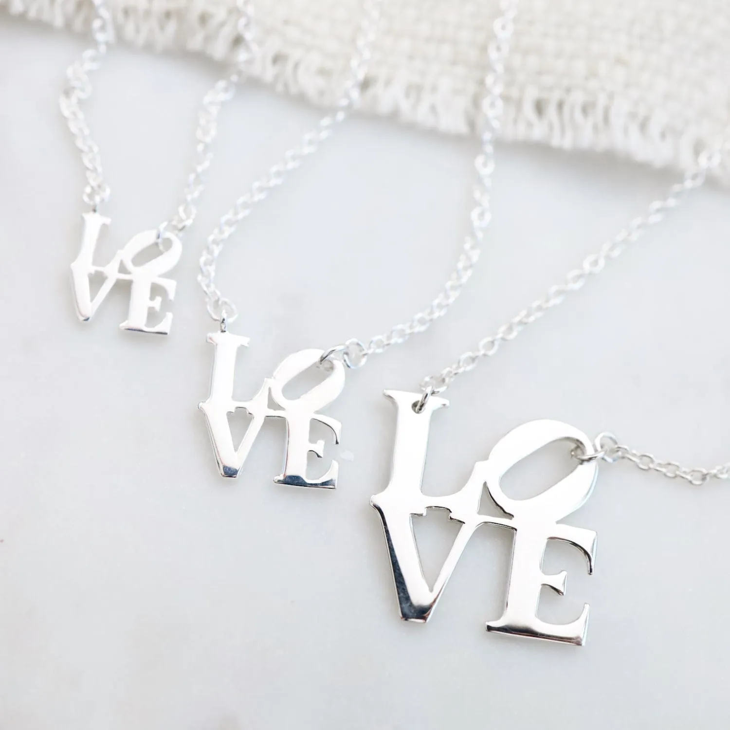 Silver Polished Extra Petite LOVE Necklace
