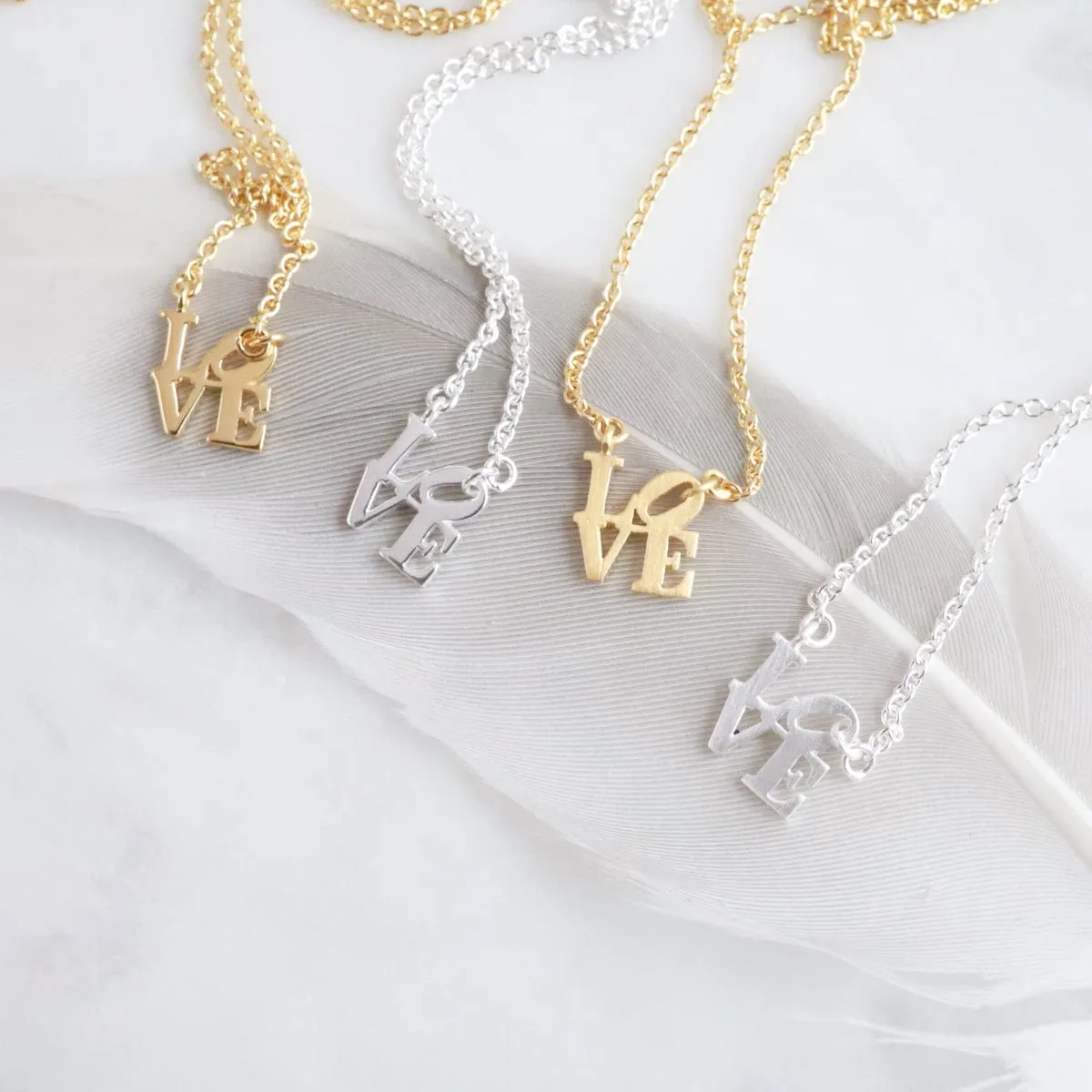 Silver Polished Extra Petite LOVE Necklace