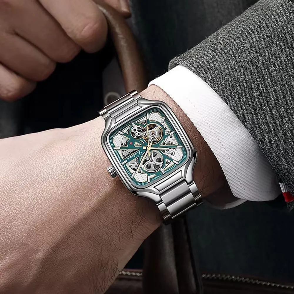 Square Dial Men Mechanical Watches Waterproof Automatic Skeleton Watch Luminous Man Business Wristwatch