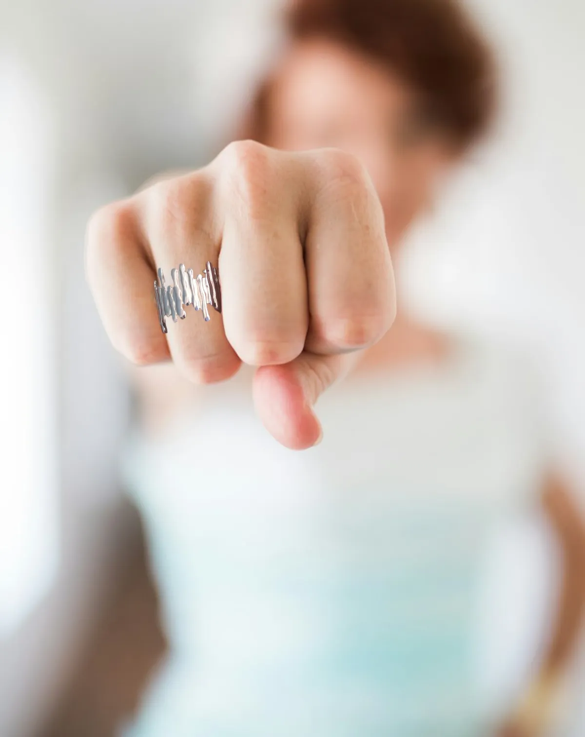 Stainless Steel Chunky Ring, Paint Drops Band Ring
