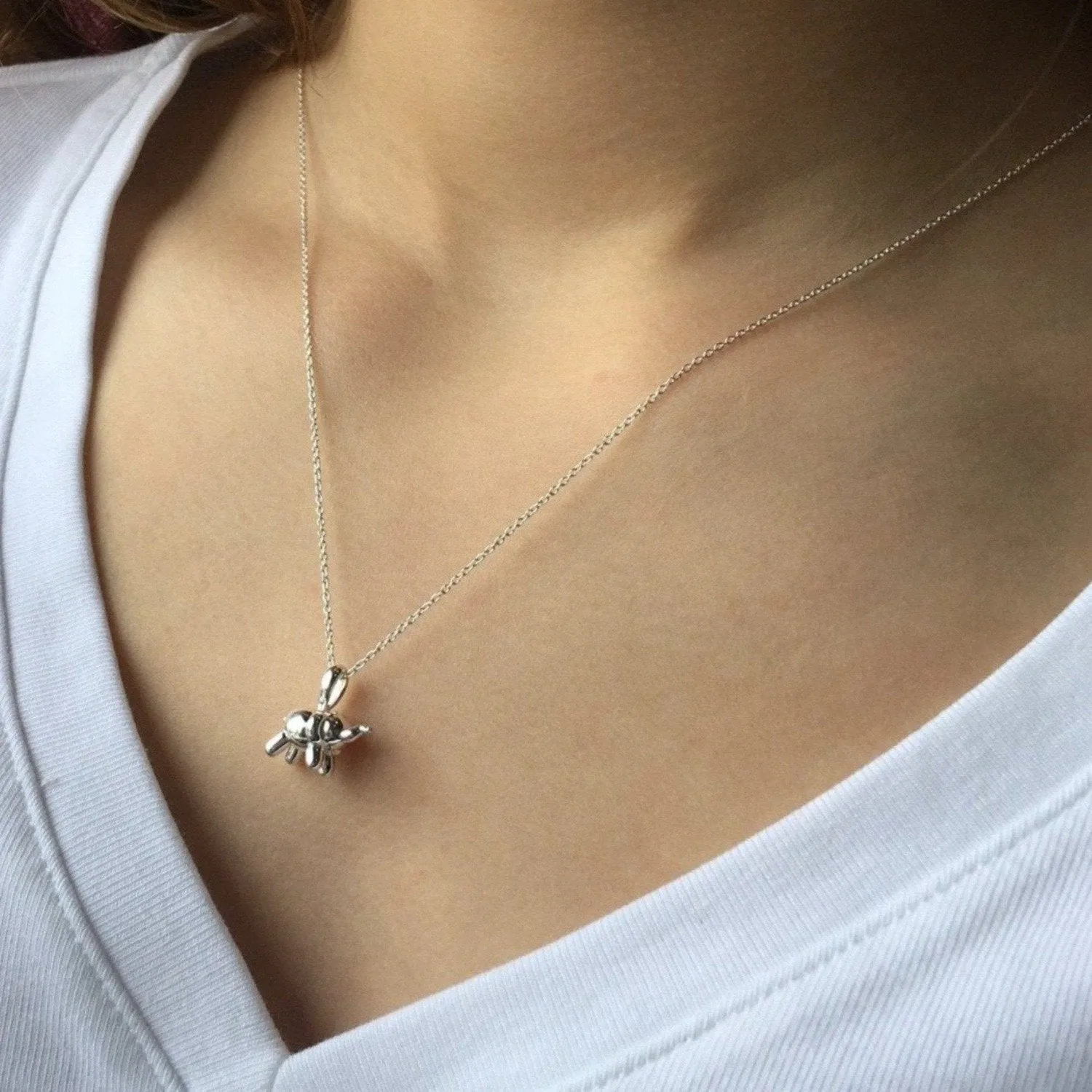 Sterling Silver Balloon Design Elephant Necklace