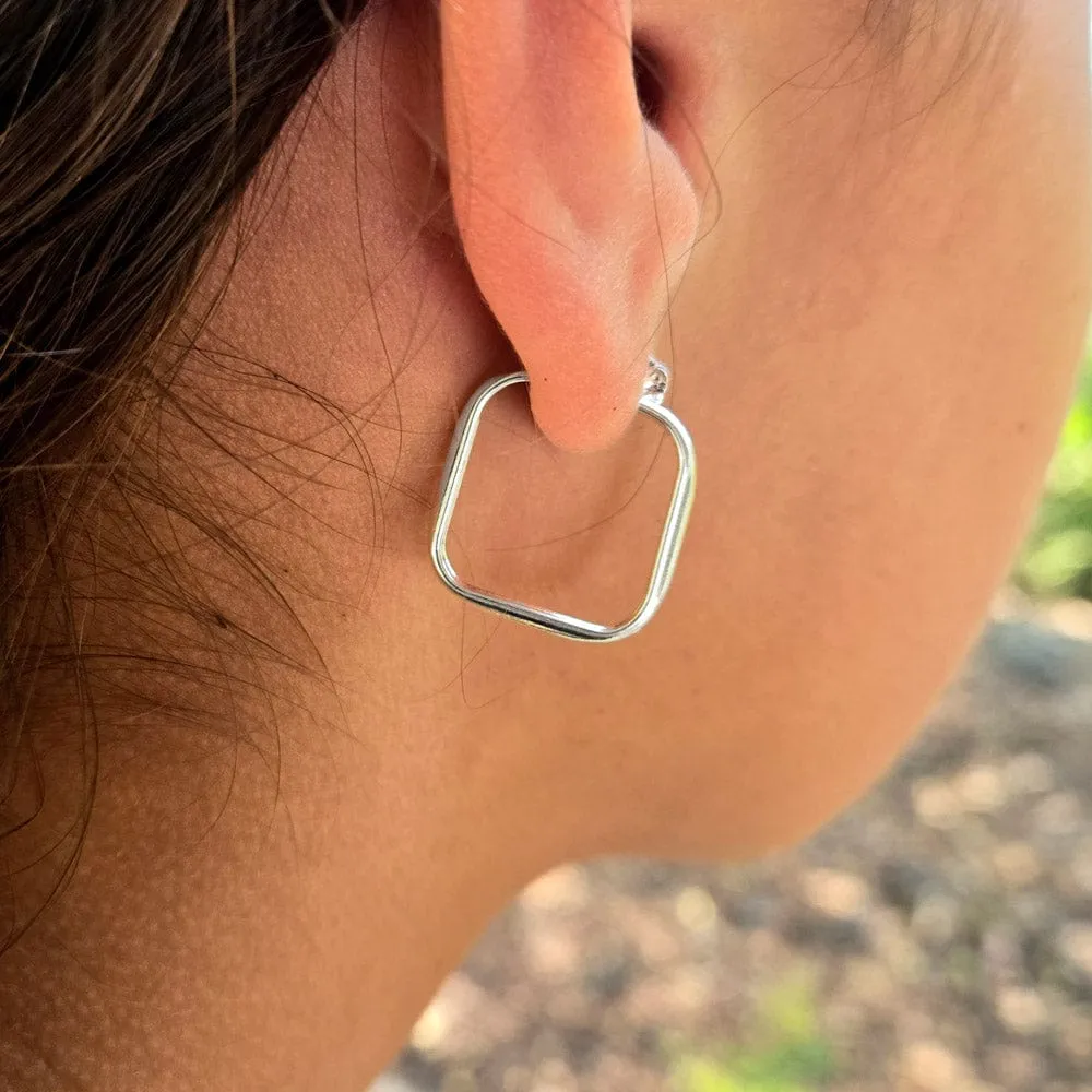 Sterling Silver Square Hoop Earrings