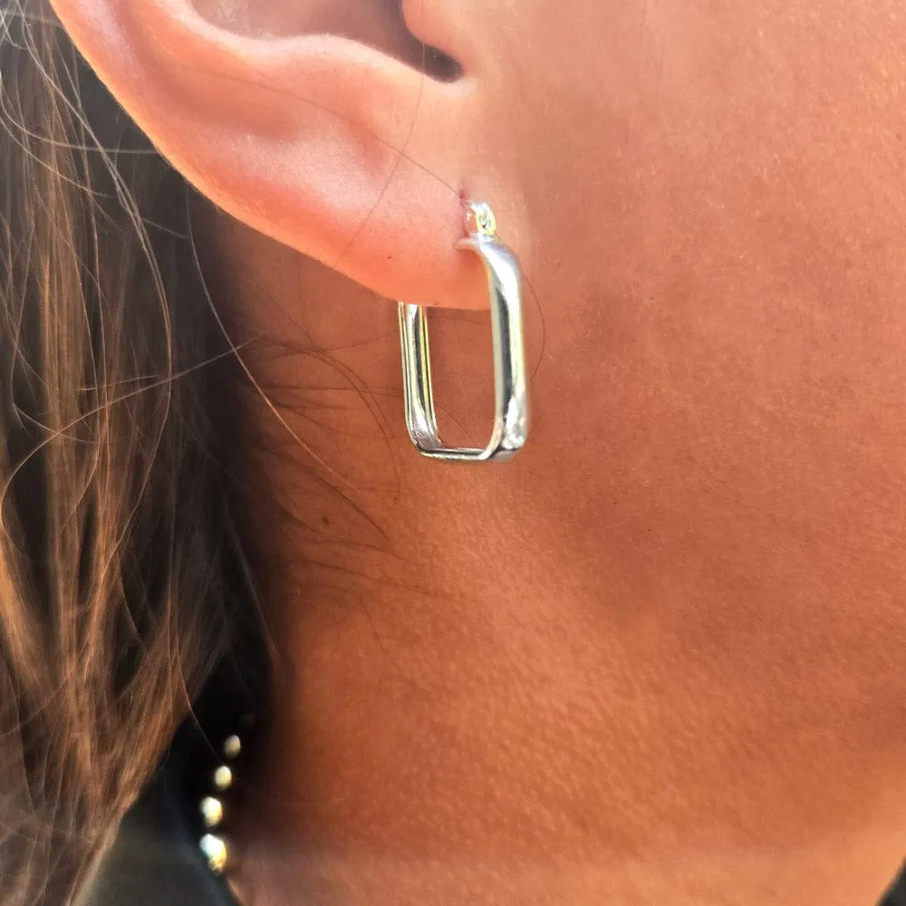 Sterling Silver Square Hoop Earrings