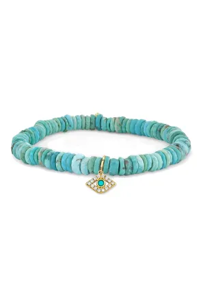 Sydney Evan Diamond Eye Charm Turquoise Bead Bracelet