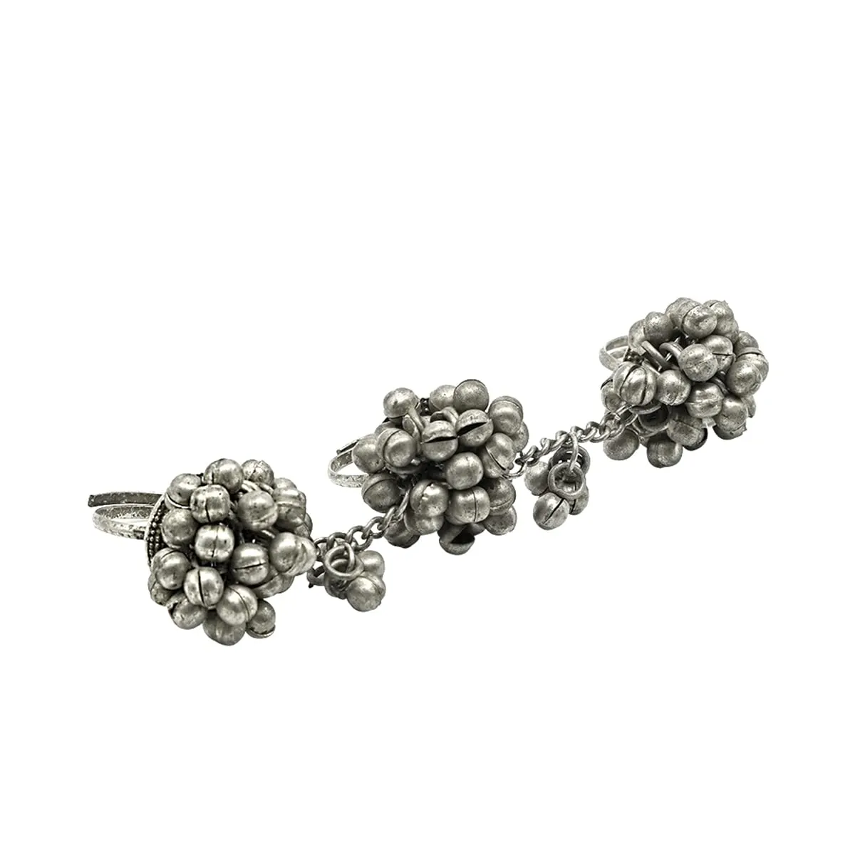 TEEJH Damini Silver Oxidised Ghungroo Toe rings for Women