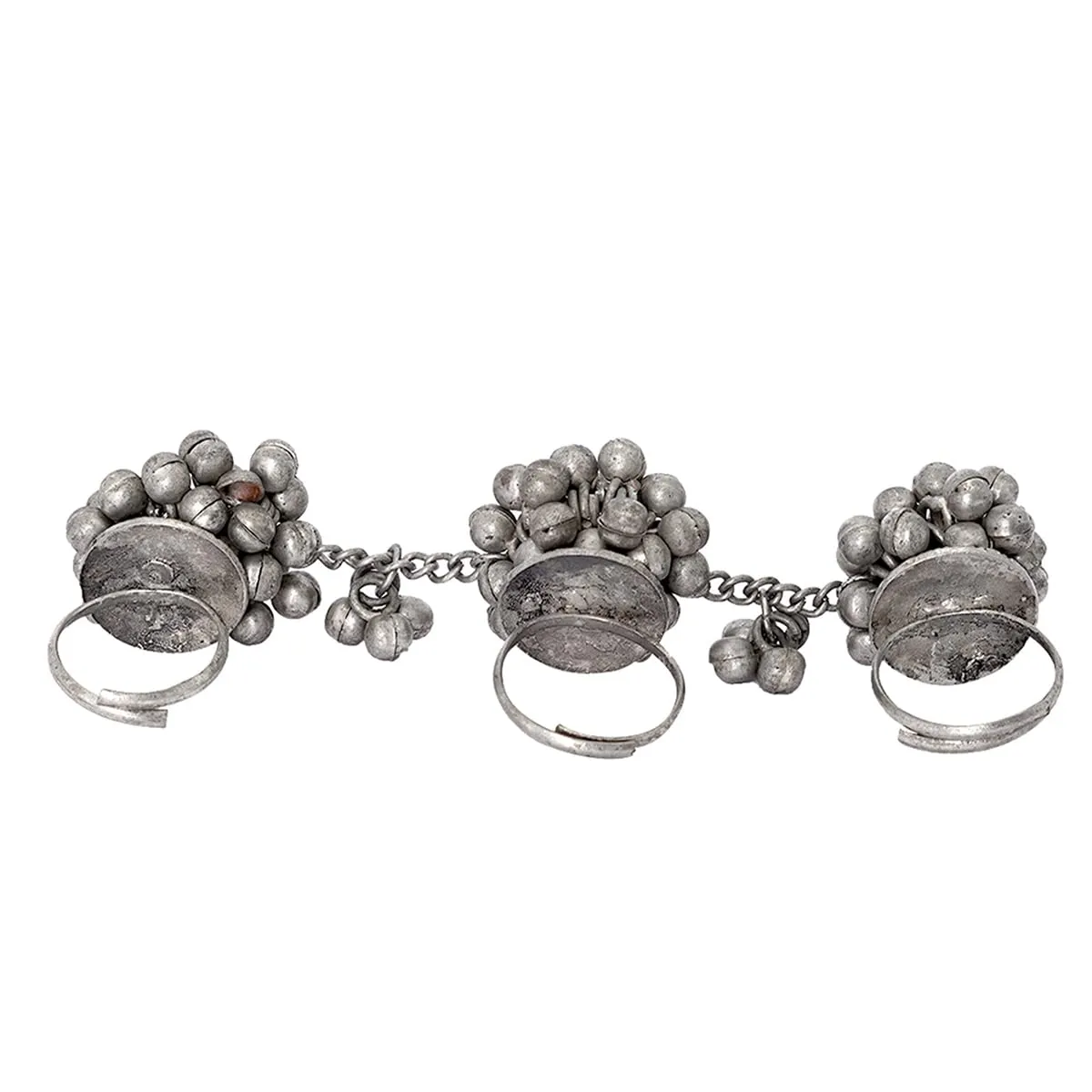 TEEJH Damini Silver Oxidised Ghungroo Toe rings for Women