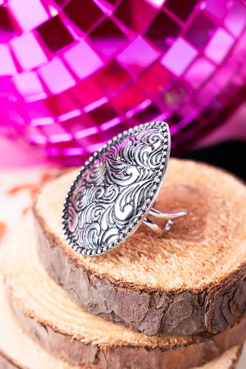 TIPI Taylor Teardrop Silvertone Cuff Ring