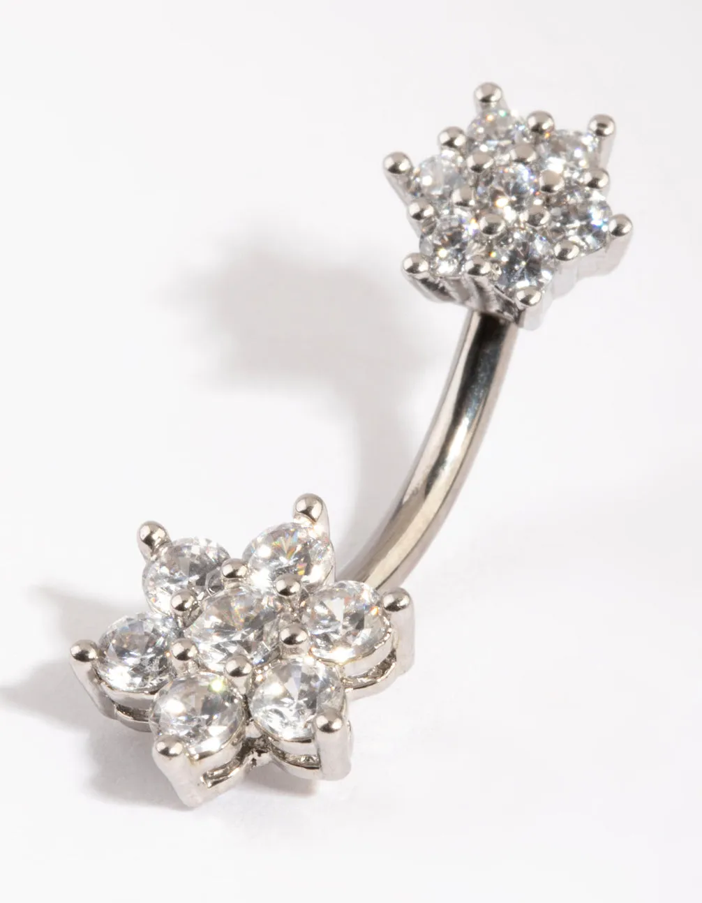 Titanium Diamante Flower Belly Bar