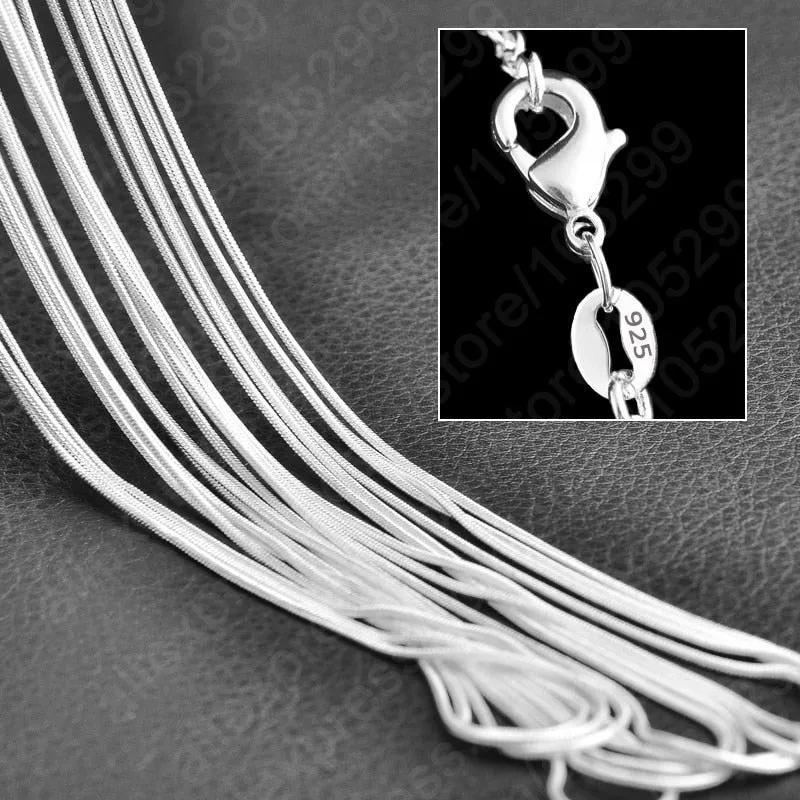 Top Quality 925 Sterling Silver Necklace Chain Jewelry Findings 16"-30" Chains 1.2MM Snake Chain Lobeter Clasp 10 pcs