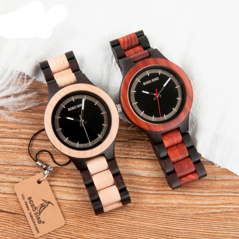 Two tone Wooden Link Strap Analog Watch