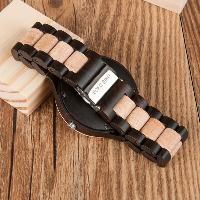 Two tone Wooden Link Strap Analog Watch