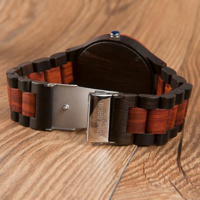 Two tone Wooden Link Strap Analog Watch
