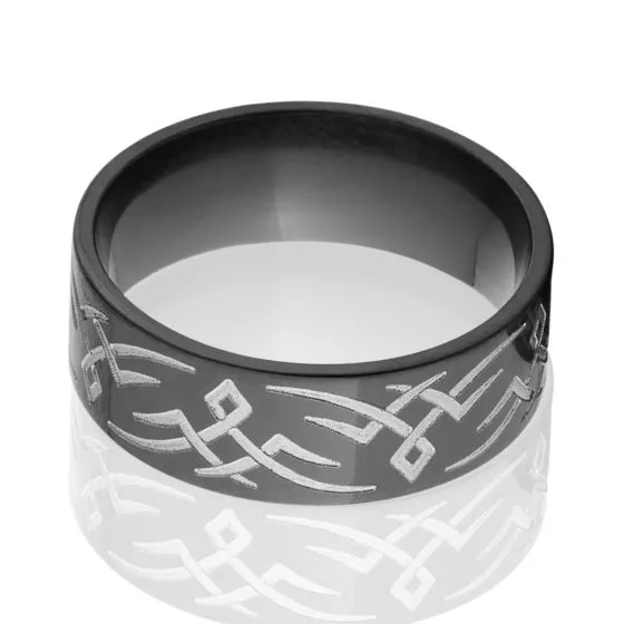 Two toned Ring, Tribal Ring, Black Zirconium Rings