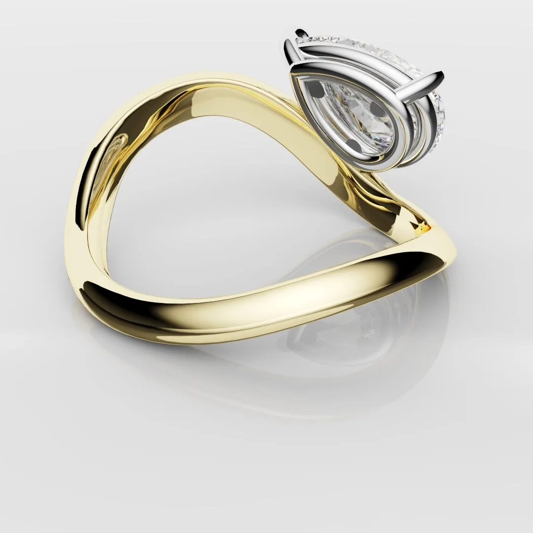 Unique 1.5ct Pear Solitaire Engagement Ring