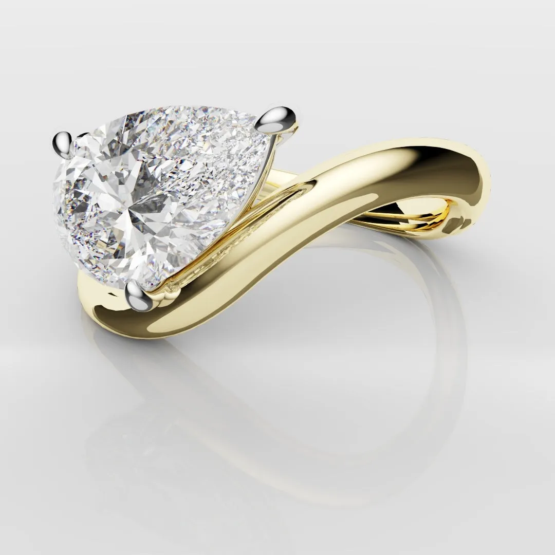 Unique 1.5ct Pear Solitaire Engagement Ring